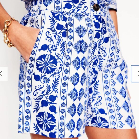 Boden Sienna Linen Shirt & Short -Ivory, Ornate Border, 10 - Picture 8 of 11